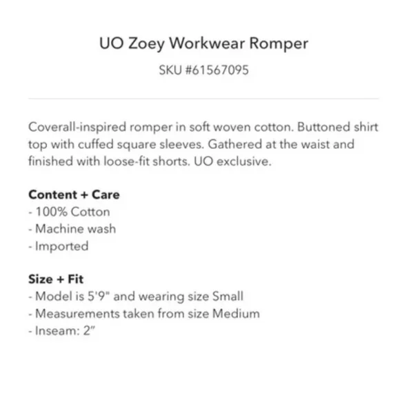 NWT Urban Outfitters Zoey Workwear Gingham Romper Jumpsuit Size XS - Picture 4 of 12